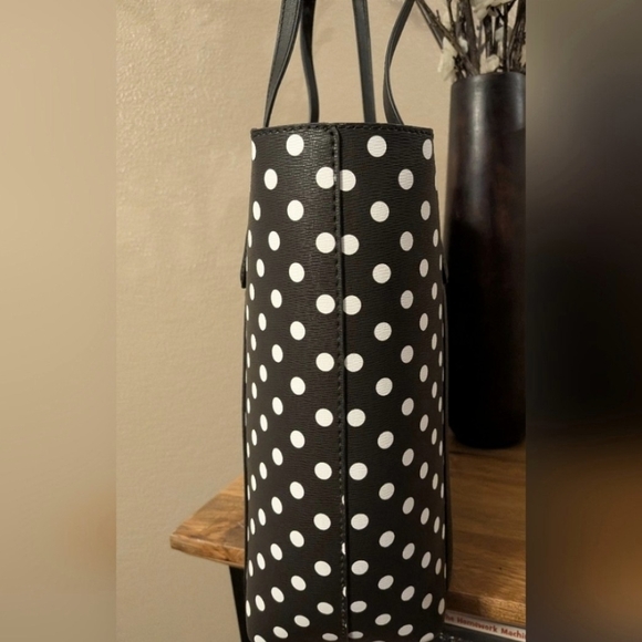 Kate Spade Tote & Cosmetic Bag Set in Black with White Polka Dots - Picture 9 of 16